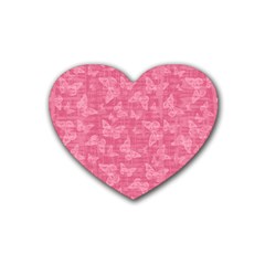 Blush Pink Butterflies Batik Heart Coaster (4 Pack)  by SpinnyChairDesigns