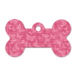 Blush Pink Butterflies Batik Dog Tag Bone (One Side) Front