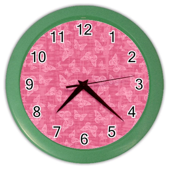 Blush Pink Butterflies Batik Color Wall Clock