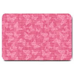 Blush Pink Butterflies Batik Large Doormat  by SpinnyChairDesigns