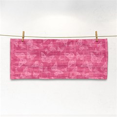 Blush Pink Butterflies Batik Hand Towel by SpinnyChairDesigns