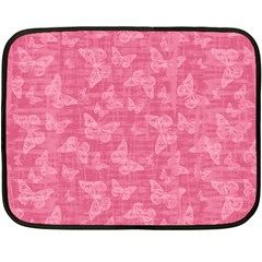 Blush Pink Butterflies Batik Double Sided Fleece Blanket (mini)  by SpinnyChairDesigns