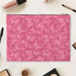 Blush Pink Butterflies Batik Cosmetic Bag (XL) Back