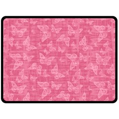 Blush Pink Butterflies Batik Fleece Blanket (large)  by SpinnyChairDesigns