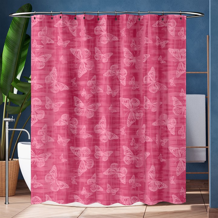 Blush Pink Butterflies Batik Shower Curtain 60  x 72  (Medium) 