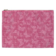 Blush Pink Butterflies Batik Cosmetic Bag (xxl) by SpinnyChairDesigns