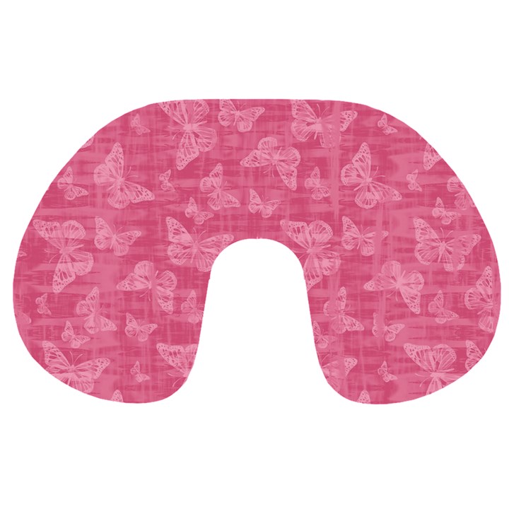 Blush Pink Butterflies Batik Travel Neck Pillow