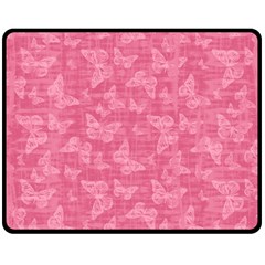 Blush Pink Butterflies Batik Double Sided Fleece Blanket (medium)  by SpinnyChairDesigns