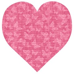 Blush Pink Butterflies Batik Wooden Puzzle Heart by SpinnyChairDesigns