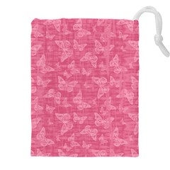 Blush Pink Butterflies Batik Drawstring Pouch (5xl) by SpinnyChairDesigns