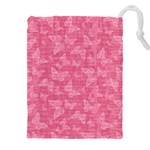 Blush Pink Butterflies Batik Drawstring Pouch (5XL) Front