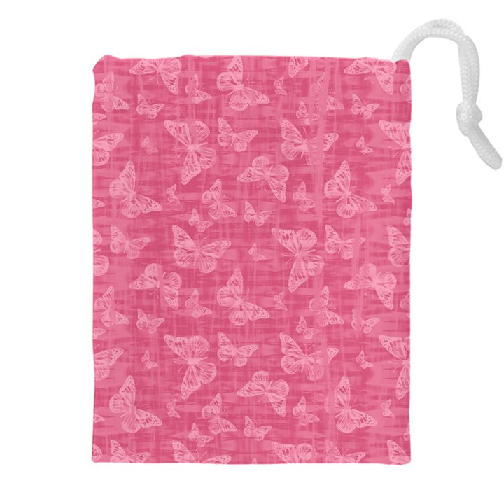 Blush Pink Butterflies Batik Drawstring Pouch (5XL)