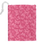 Blush Pink Butterflies Batik Drawstring Pouch (5XL) Back