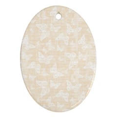 Champagne And White Butterflies Batik Ornament (oval) by SpinnyChairDesigns