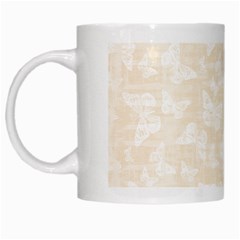 Champagne And White Butterflies Batik White Mugs