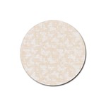 Champagne and White Butterflies Batik Rubber Coaster (Round)  Front