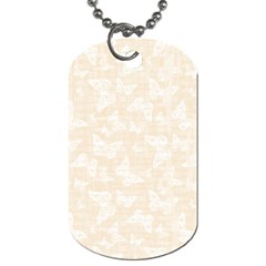 Champagne And White Butterflies Batik Dog Tag (one Side) by SpinnyChairDesigns