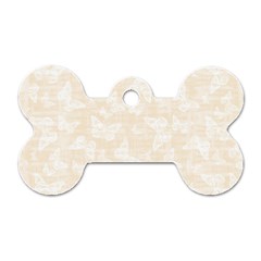 Champagne And White Butterflies Batik Dog Tag Bone (one Side) by SpinnyChairDesigns