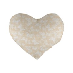 Champagne And White Butterflies Batik Standard 16  Premium Flano Heart Shape Cushions by SpinnyChairDesigns