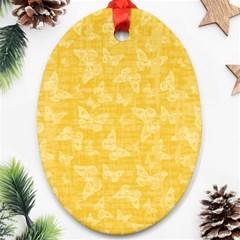 Saffron Yellow Butterflies Batik Ornament (oval) by SpinnyChairDesigns