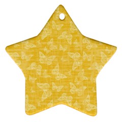 Saffron Yellow Butterflies Batik Ornament (star) by SpinnyChairDesigns