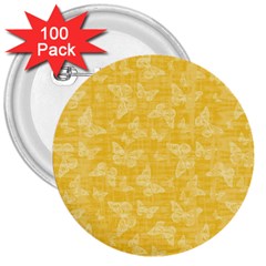 Saffron Yellow Butterflies Batik 3  Buttons (100 Pack)  by SpinnyChairDesigns