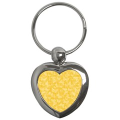 Saffron Yellow Butterflies Batik Key Chain (heart) by SpinnyChairDesigns