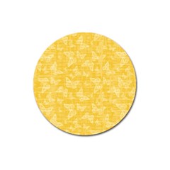 Saffron Yellow Butterflies Batik Magnet 3  (round) by SpinnyChairDesigns