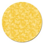 Saffron Yellow Butterflies Batik Magnet 5  (Round) Front