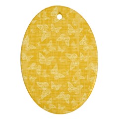 Saffron Yellow Butterflies Batik Oval Ornament (two Sides) by SpinnyChairDesigns