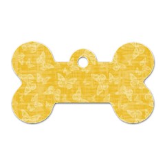 Saffron Yellow Butterflies Batik Dog Tag Bone (one Side) by SpinnyChairDesigns