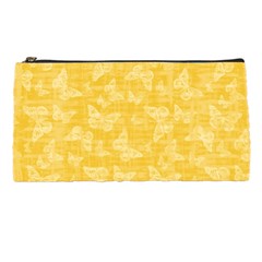 Saffron Yellow Butterflies Batik Pencil Case by SpinnyChairDesigns