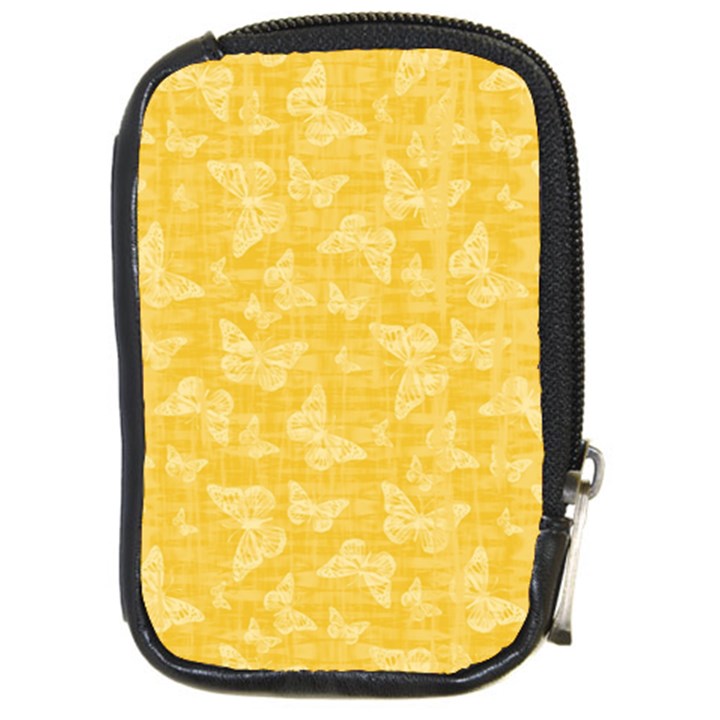 Saffron Yellow Butterflies Batik Compact Camera Leather Case