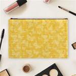 Saffron Yellow Butterflies Batik Cosmetic Bag (Large) Front