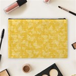 Saffron Yellow Butterflies Batik Cosmetic Bag (Large) Back