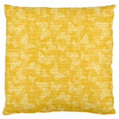 Saffron Yellow Butterflies Batik Large Cushion Case (one Side) by SpinnyChairDesigns