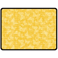 Saffron Yellow Butterflies Batik Double Sided Fleece Blanket (large)  by SpinnyChairDesigns