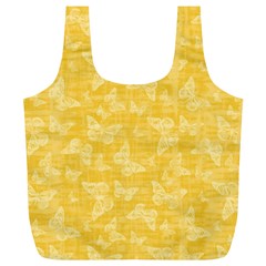 Saffron Yellow Butterflies Batik Full Print Recycle Bag (xl) by SpinnyChairDesigns