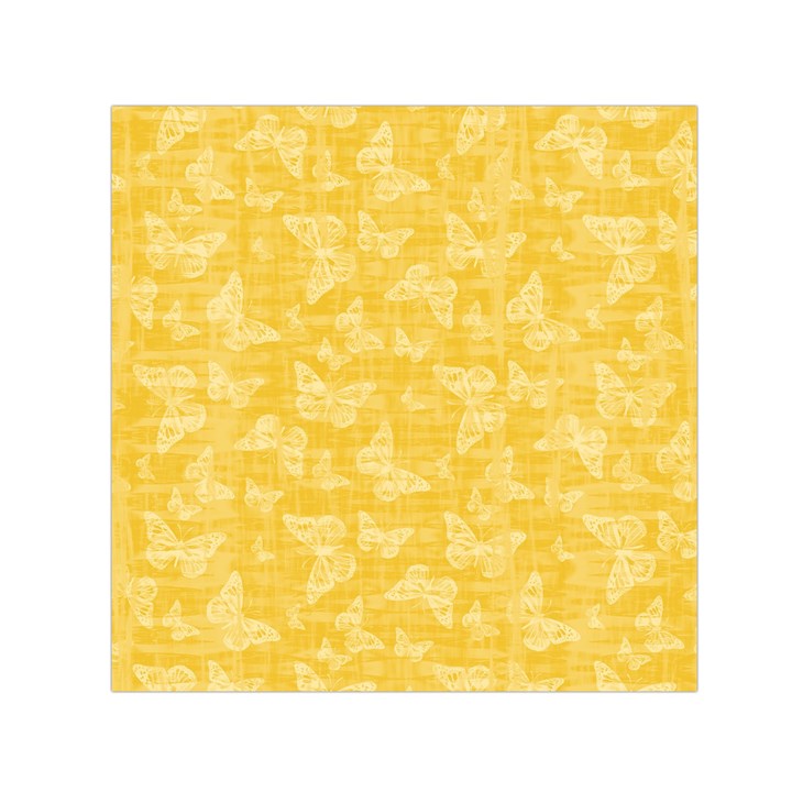 Saffron Yellow Butterflies Batik Small Satin Scarf (Square)