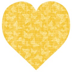 Saffron Yellow Butterflies Batik Wooden Puzzle Heart by SpinnyChairDesigns