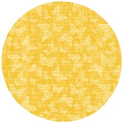 Saffron Yellow Butterflies Batik Wooden Puzzle Round by SpinnyChairDesigns