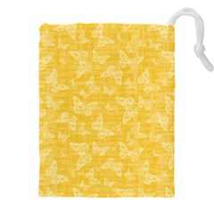 Saffron Yellow Butterflies Batik Drawstring Pouch (4xl) by SpinnyChairDesigns