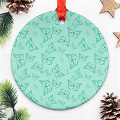 Biscay Green Monarch Butterflies Ornament (round) by SpinnyChairDesigns