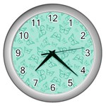 Biscay Green Monarch Butterflies Wall Clock (Silver) Front