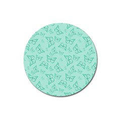 Biscay Green Monarch Butterflies Magnet 3  (round) by SpinnyChairDesigns