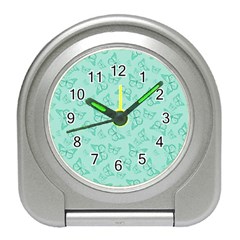 Biscay Green Monarch Butterflies Travel Alarm Clock by SpinnyChairDesigns