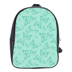 Biscay Green Monarch Butterflies School Bag (xl) by SpinnyChairDesigns