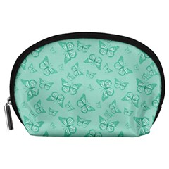 Biscay Green Monarch Butterflies Accessory Pouch (large) by SpinnyChairDesigns