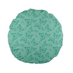 Biscay Green Monarch Butterflies Standard 15  Premium Flano Round Cushions