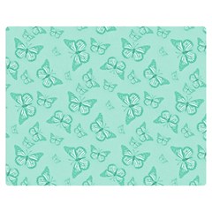 Biscay Green Monarch Butterflies Double Sided Flano Blanket (medium)  by SpinnyChairDesigns